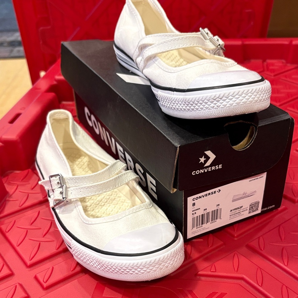 Converse White Sneakers with Strap